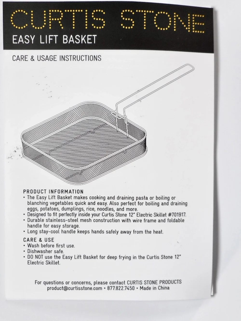Curtis Stone Easy Lift Mesh Basket Stainless Steel Pasta Boil Vegetable Blanch